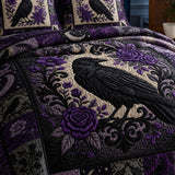 H.PAI Raven Gothic Garden Quilted 3-Piece Bedding Set