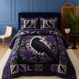 H.PAI Raven Gothic Garden Quilted 3-Piece Bedding Set