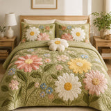 Σετ Κλινοσκεπασμάτων H.PAI Daisy Floral Quilted 3 Τεμαχίων