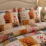 H.PAI Cozy Paw Print Quilted 3-Piece Bedding Set
