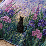 H.PAI Twilight Wildflower Cat Quilted 3-Piece Bedding Set