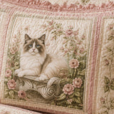 H.PAI Vintage Rose Cat Garden Quilted 3-Piece Bedding Set